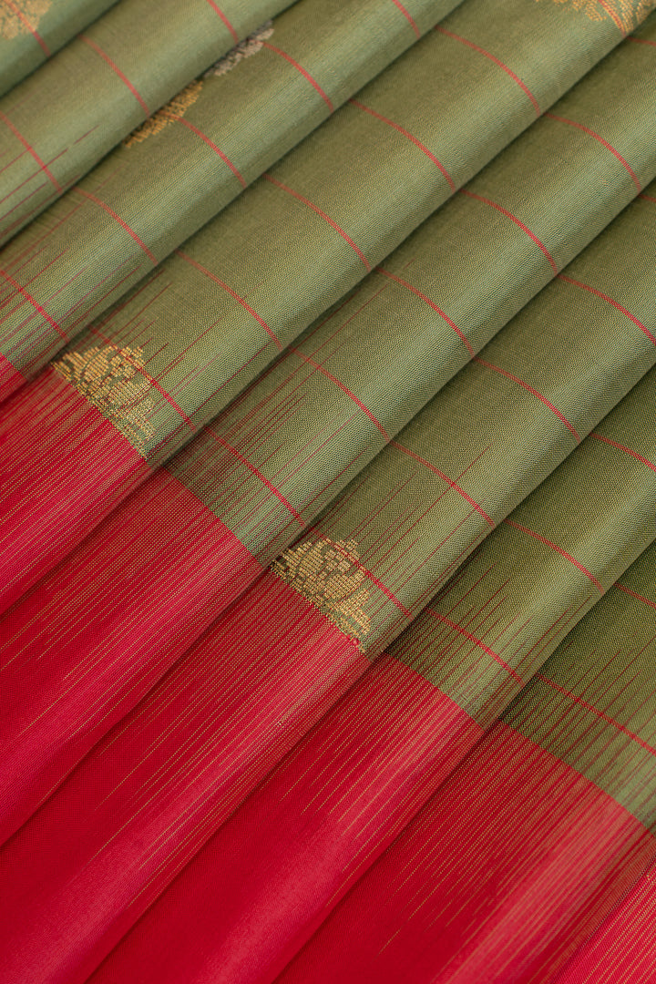 Elaichi green stripes pure soft silk saree
