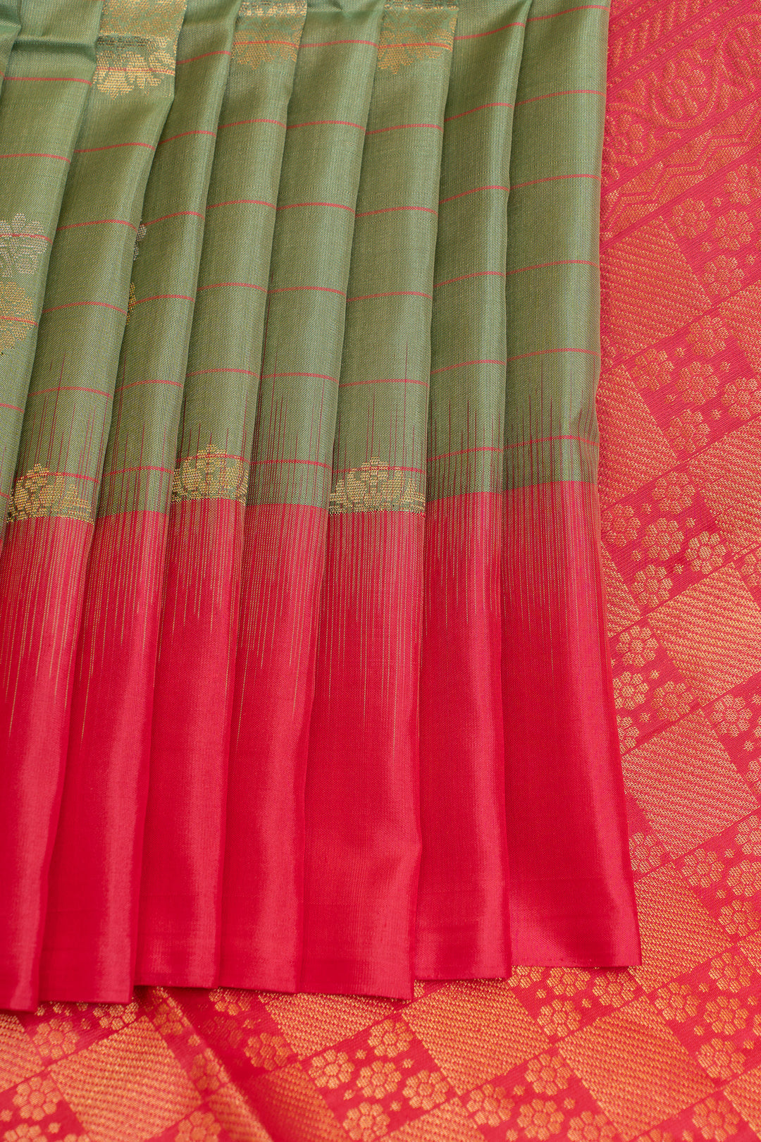 Elaichi green stripes pure soft silk saree