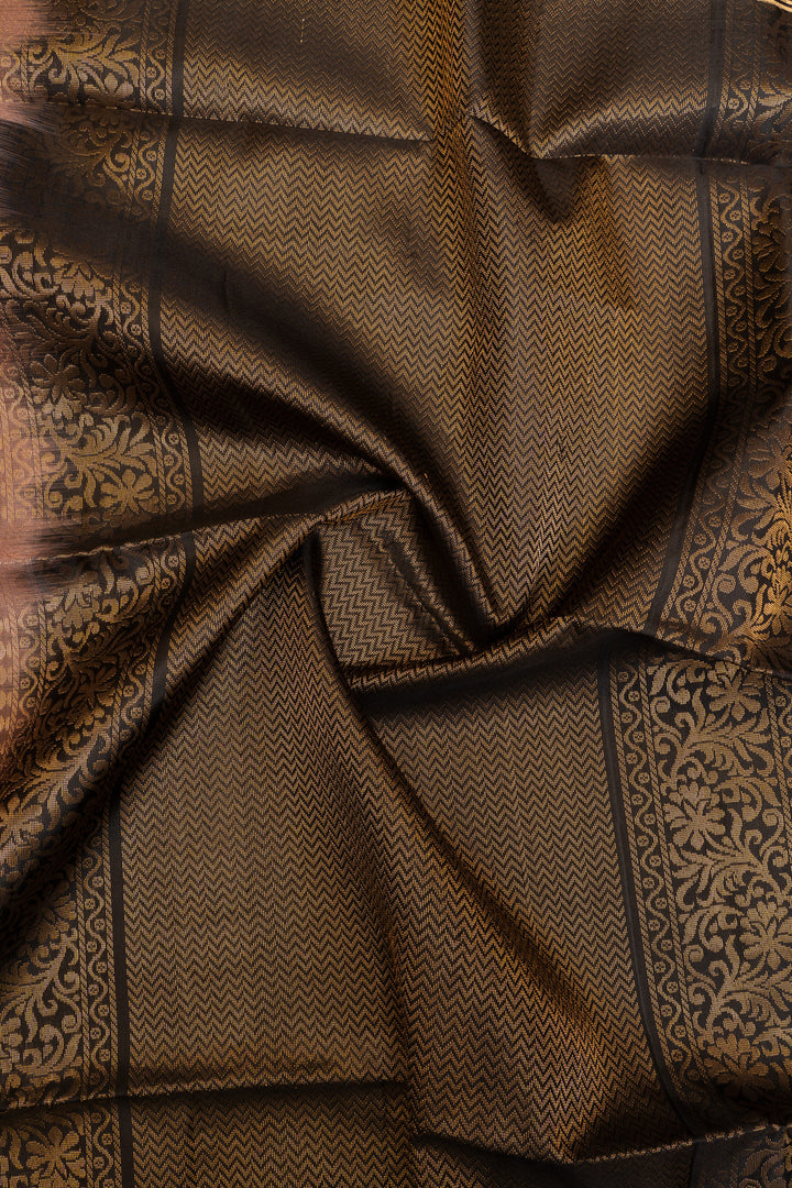 Mauve and black pure soft silk saree