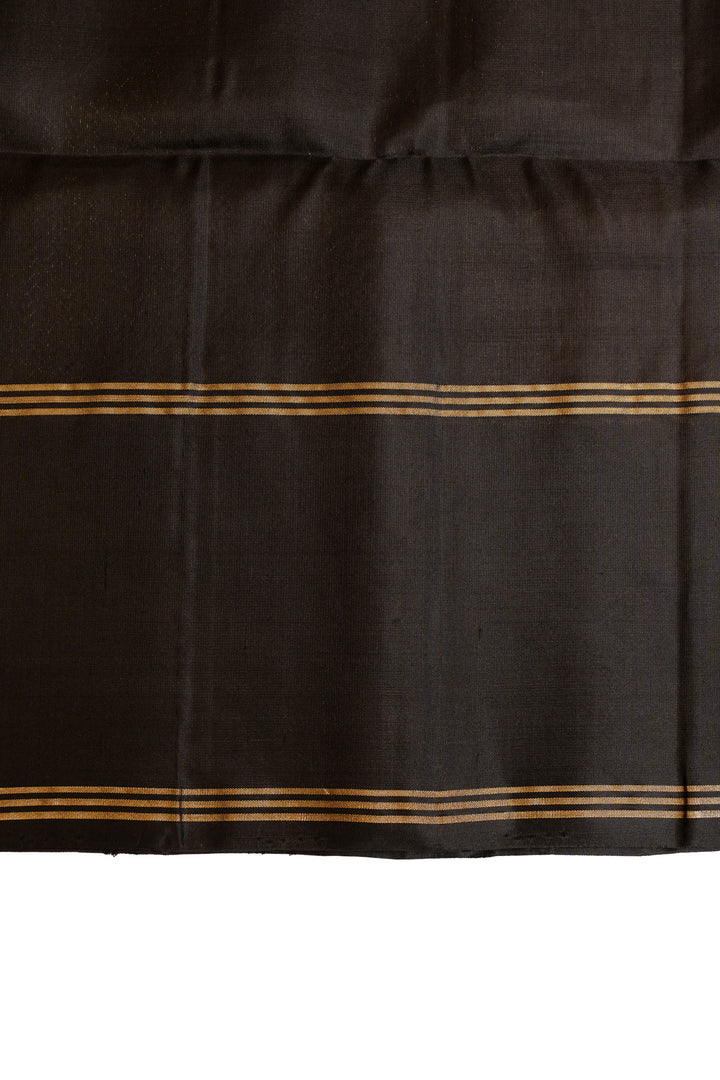 Mauve and black pure soft silk saree