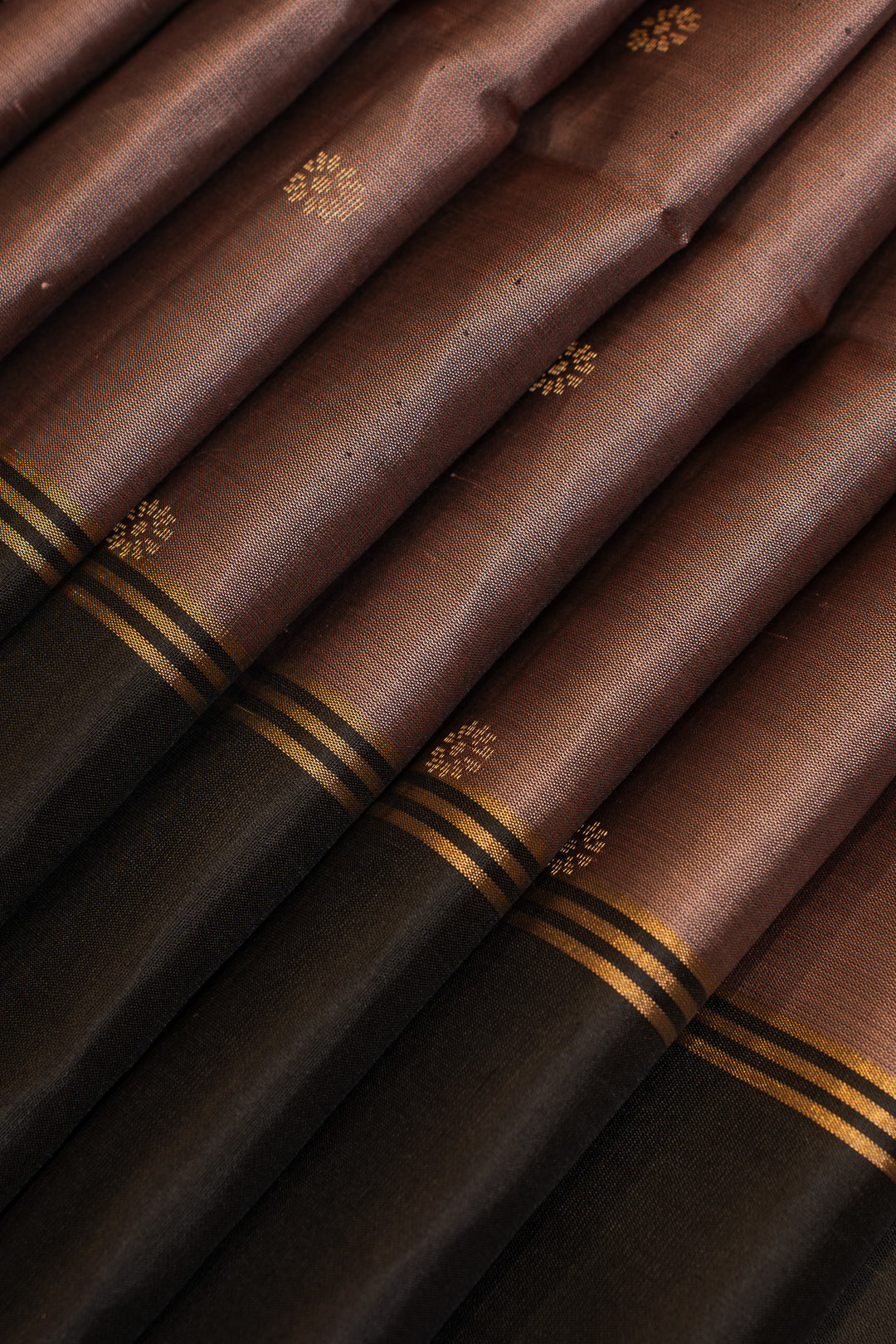 Mauve and black pure soft silk saree