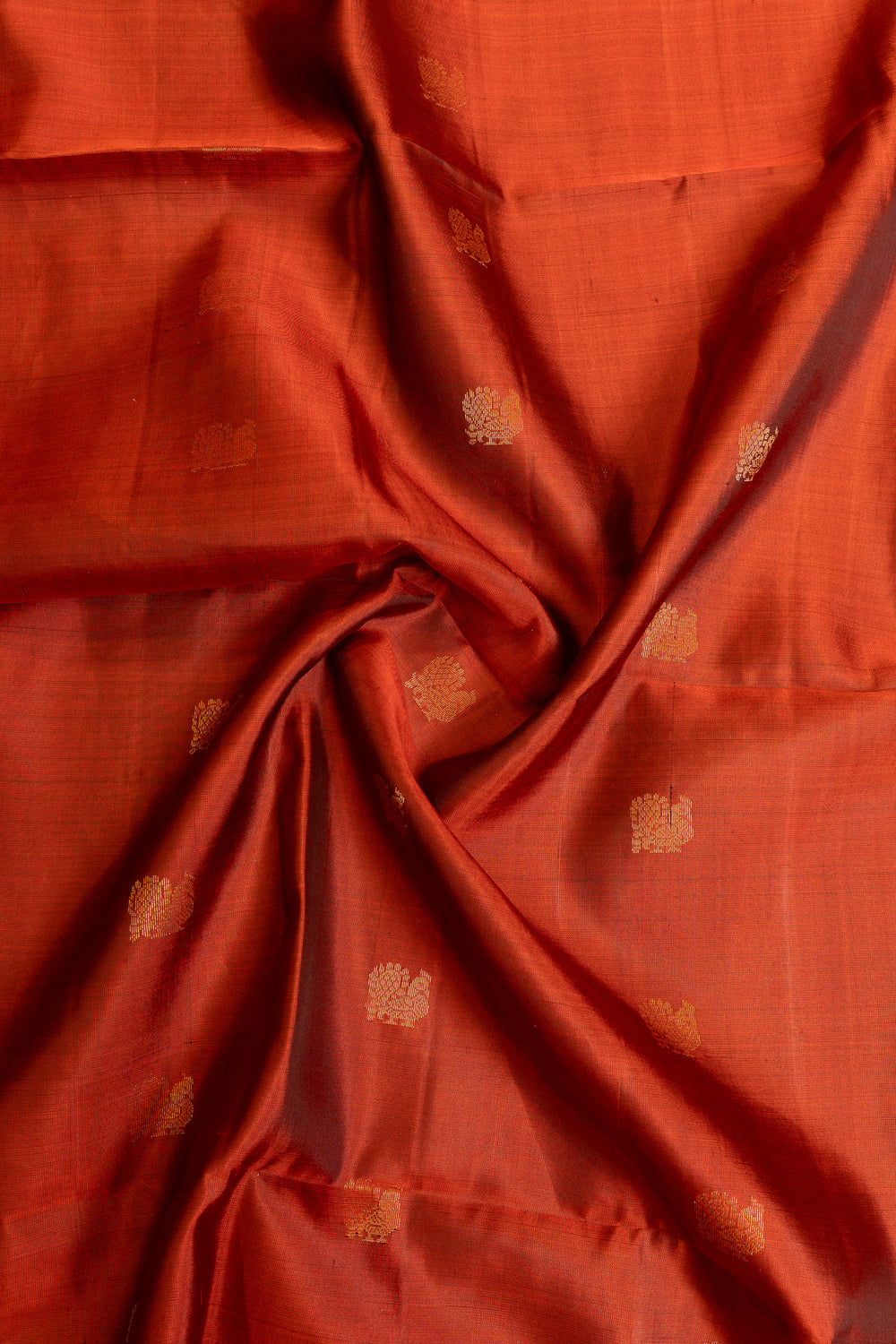 Rust orange and purple pure soft silk saree