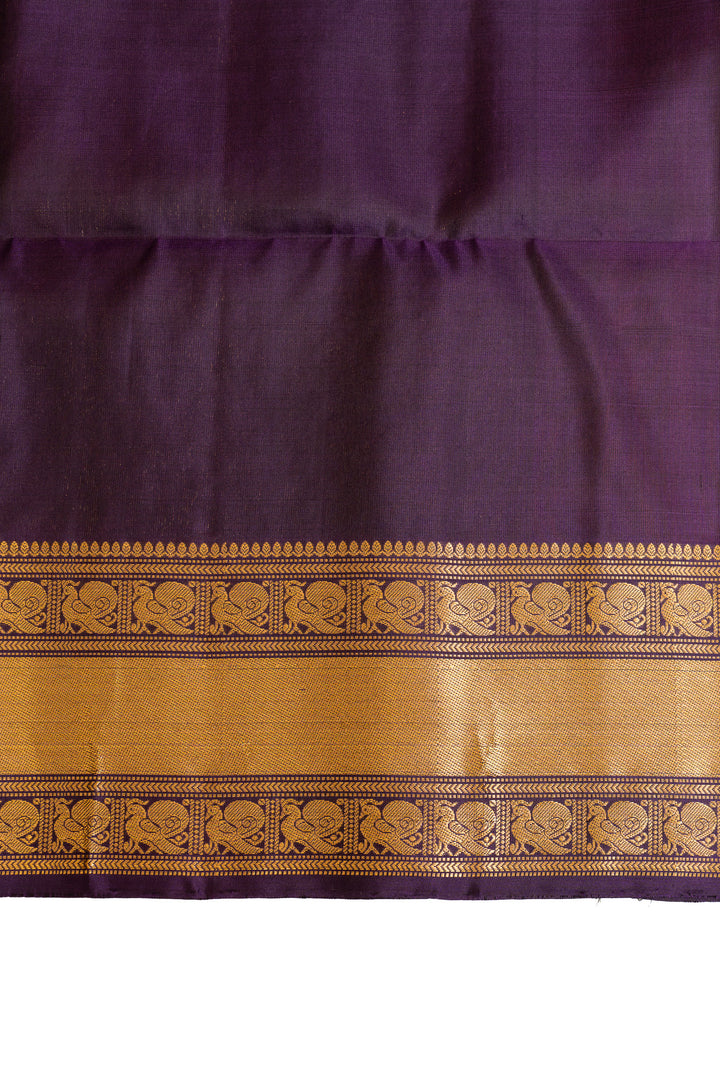 Rust orange and purple pure soft silk saree