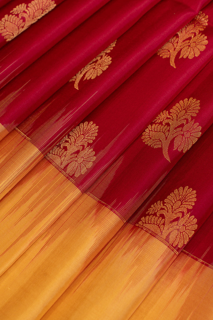 Maroon pure soft silk saree