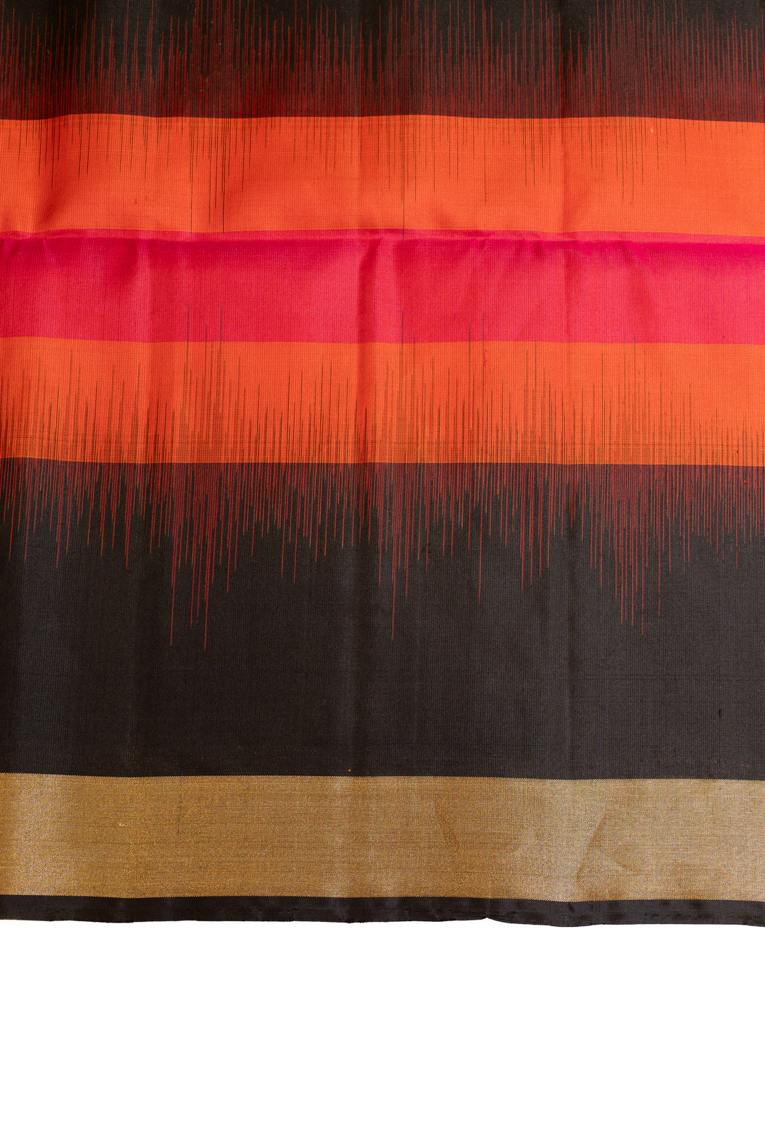 Pearl white orange and black Mupagam pure soft silk saree