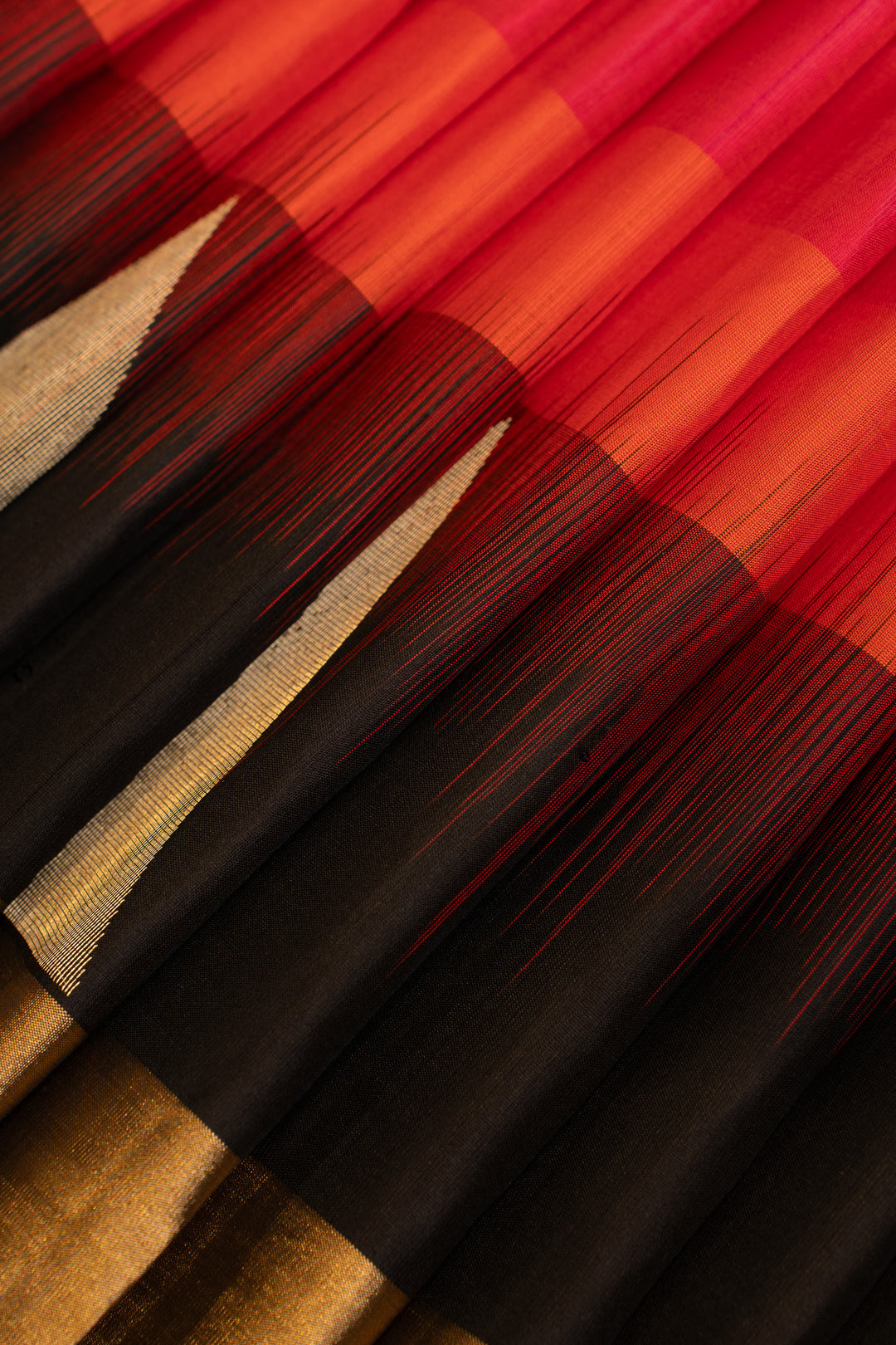 Pearl white orange and black Mupagam pure soft silk saree