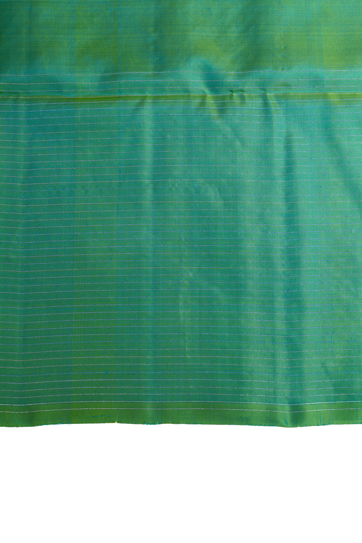 Peacock blue zari checks pure soft silk saree