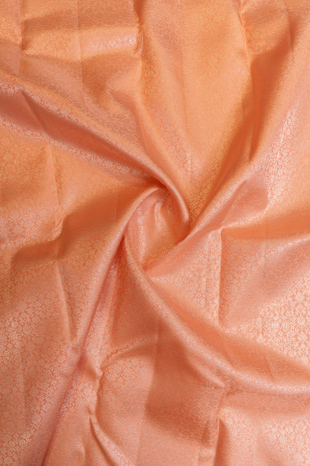 Peach floral brocade pure Kanchipuram silk saree