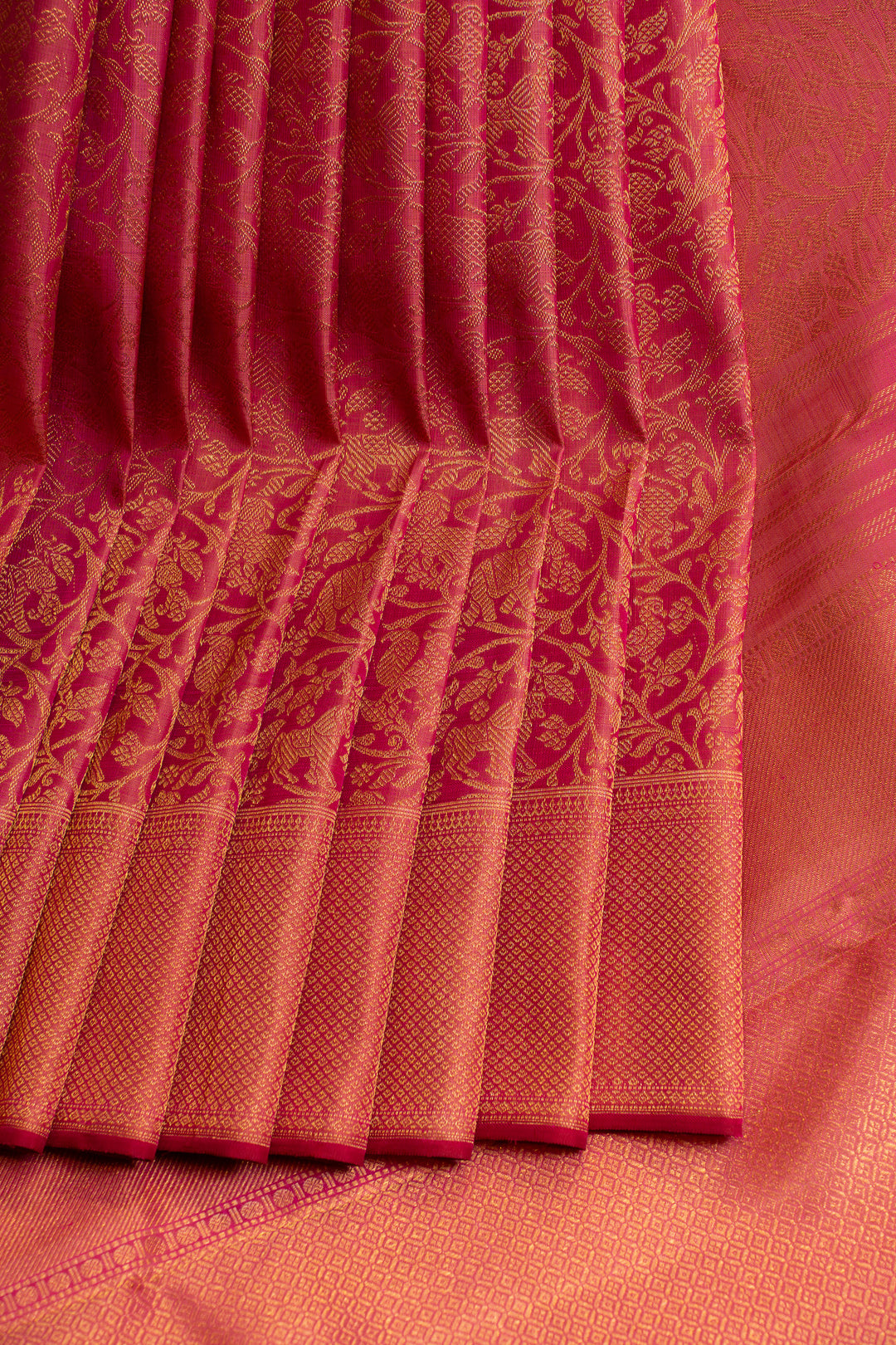 Pink Vanasingaram brocade pure Kanchipuram silk saree