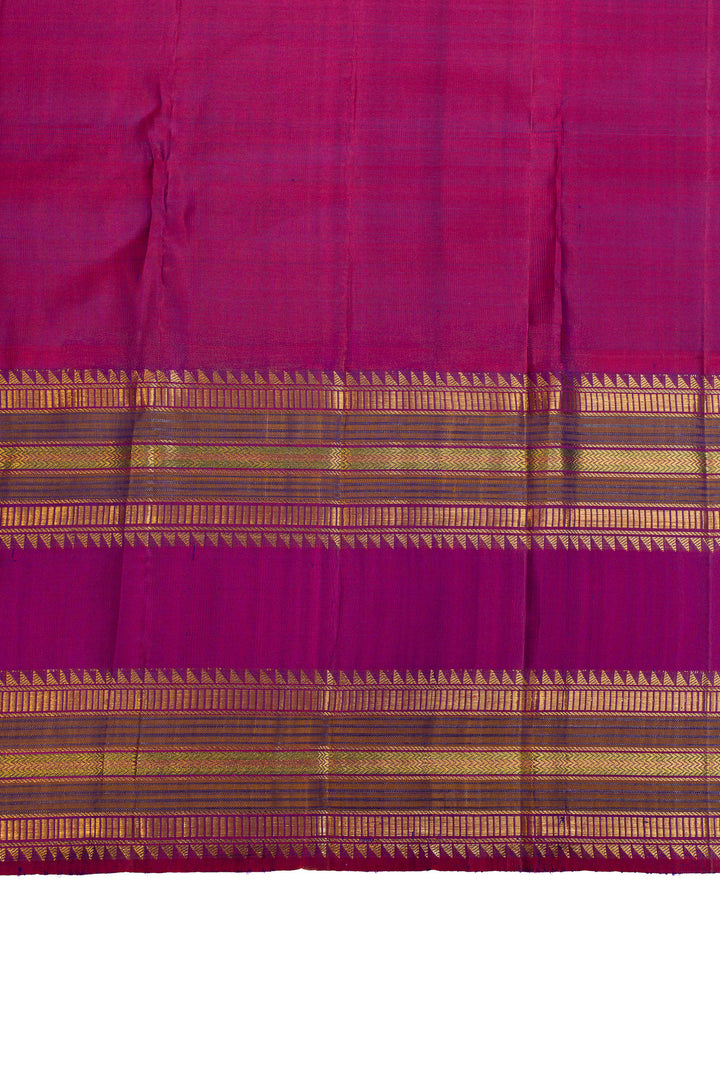 Orange and magenta rettai pettu pure Kanchipuram silk saree
