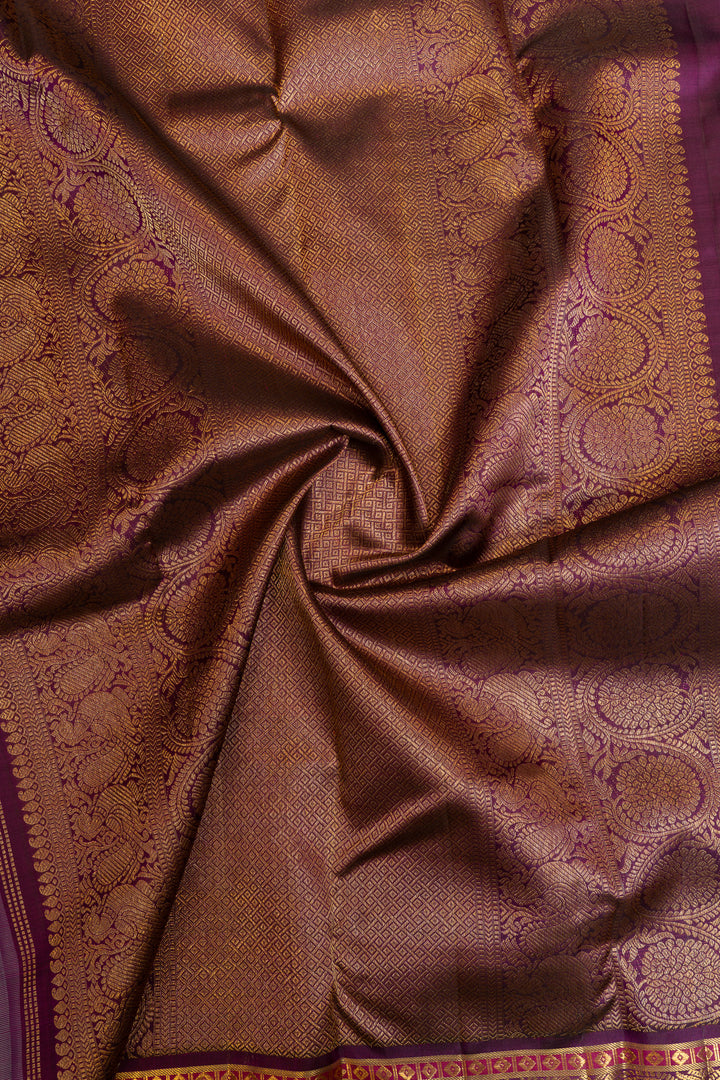Anandha blue vintage checks pure Kanchipuram silk saree