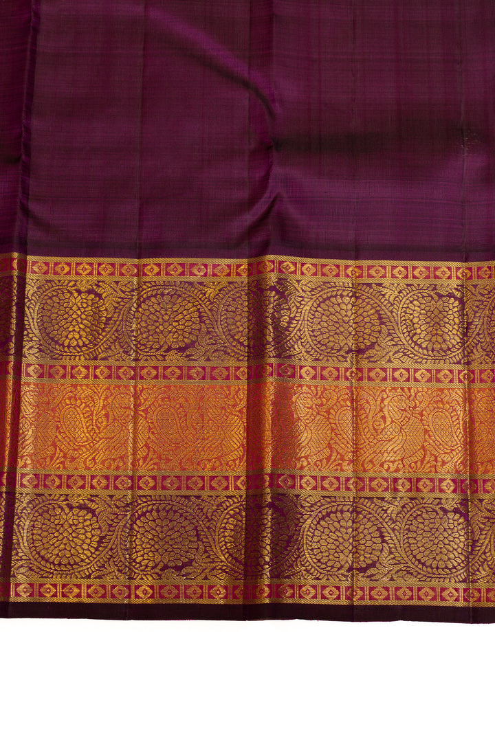 Anandha blue vintage checks pure Kanchipuram silk saree