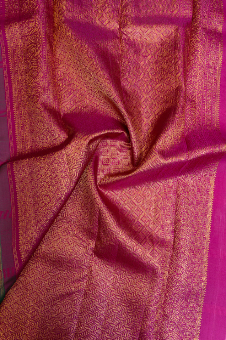 Cyan blue checks ikat partly pure Kanchipuram silk saree