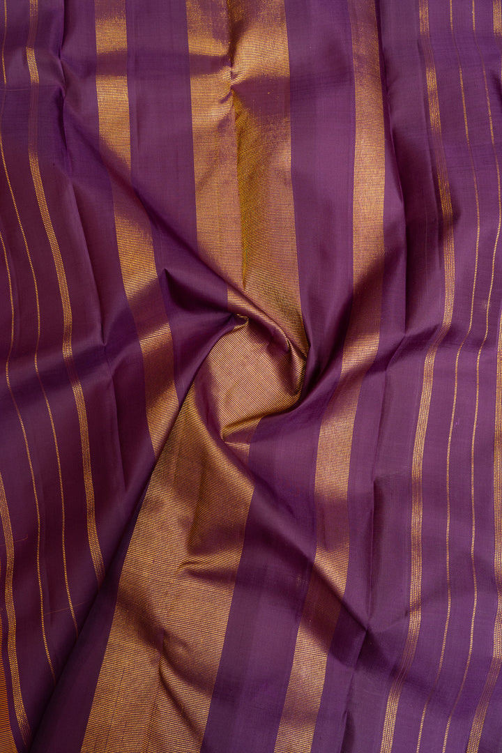 Yellow and purple traditional pure Kanchipuram silk saree