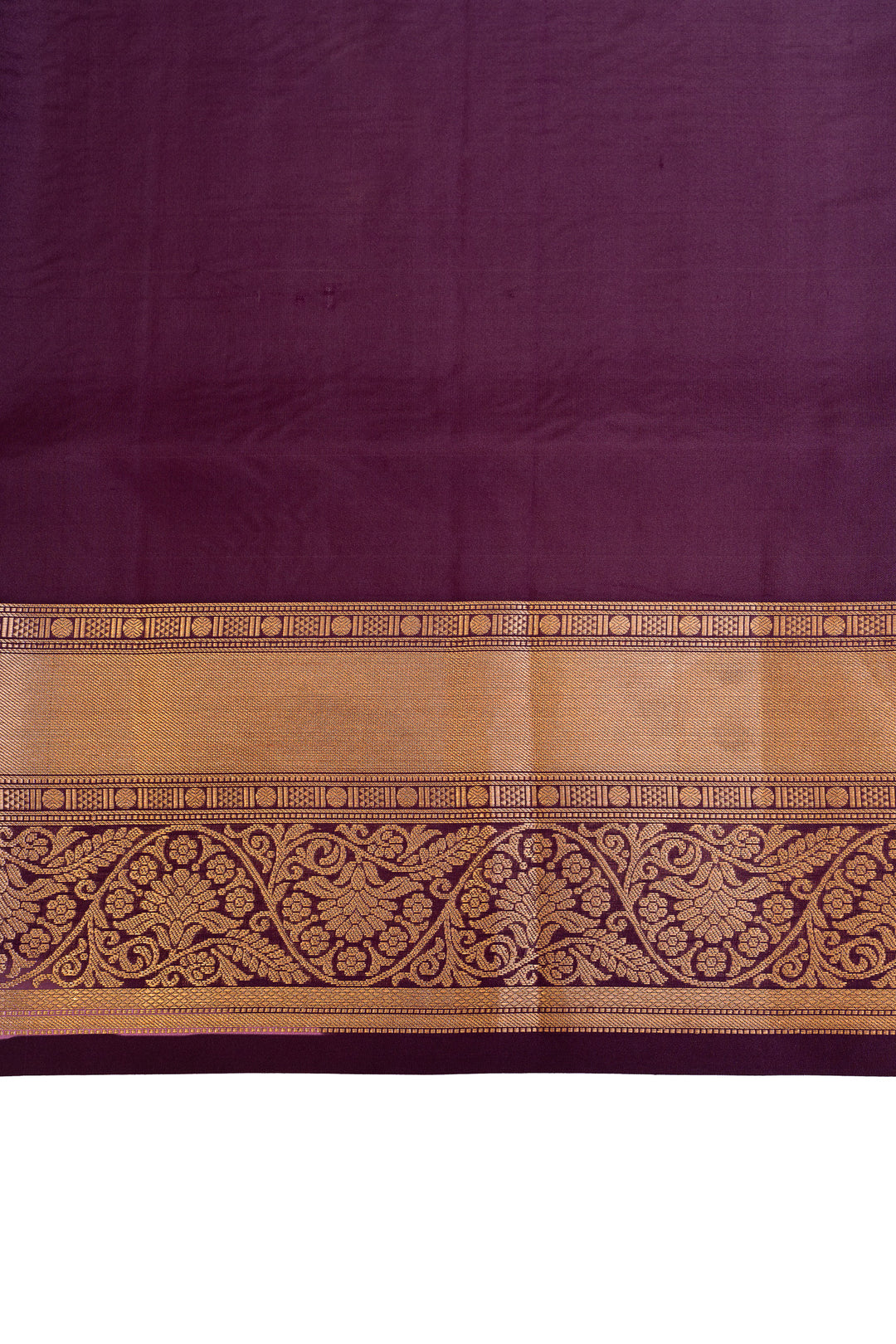 Aubergine purple zari checks pure soft silk saree