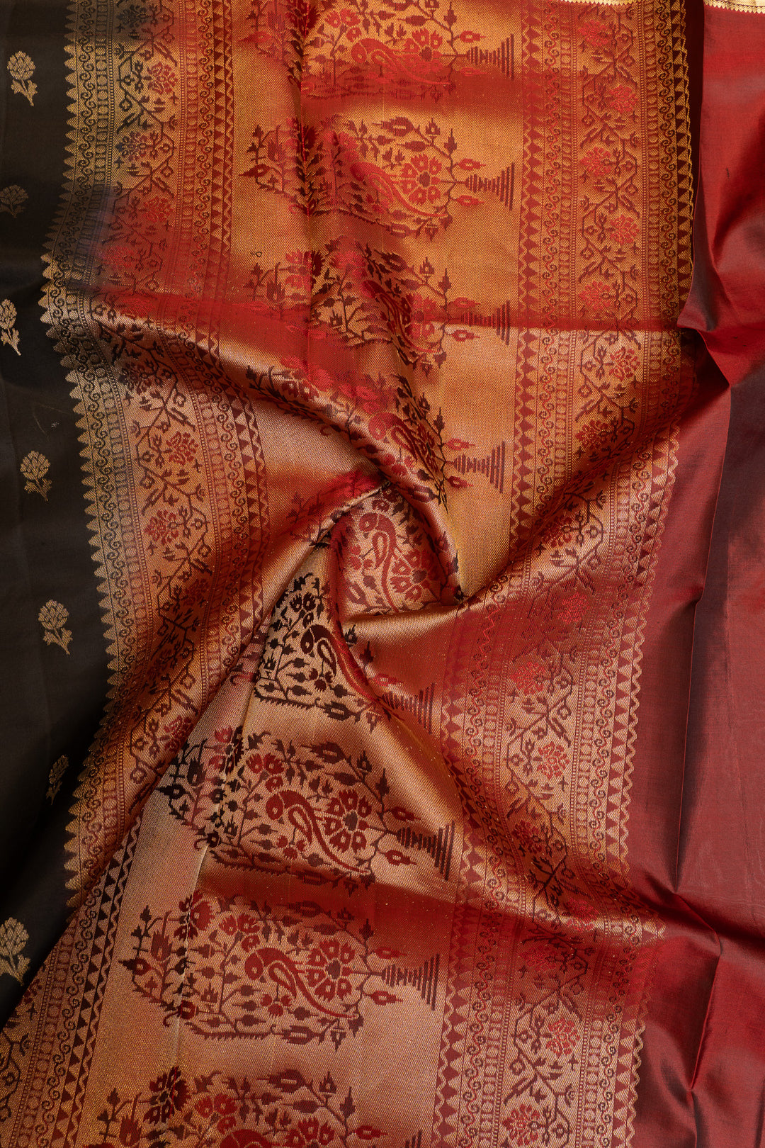 Black and gold Paithani pure soft silk saree