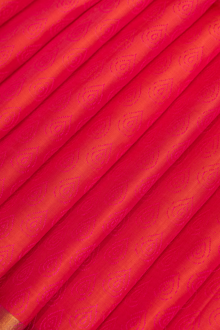 Magenta embossed pure soft silk saree