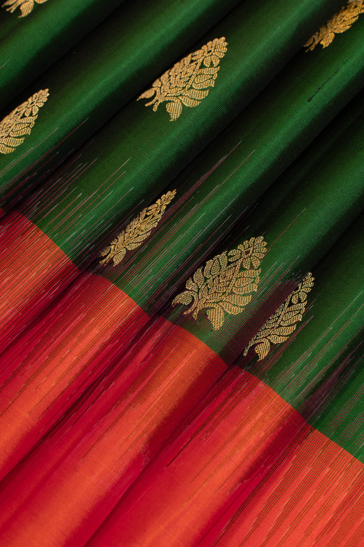 Emerald Green pure soft silk saree