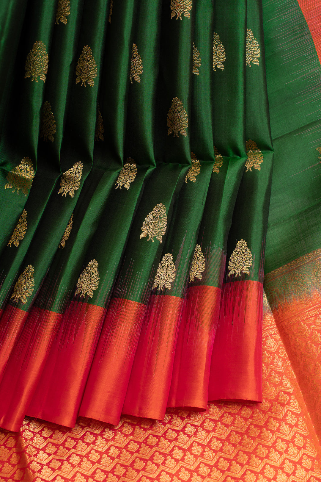 Emerald Green pure soft silk saree