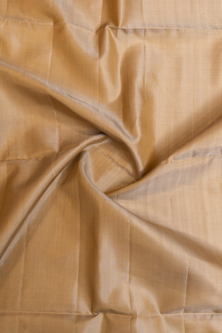 Cream and pink turning border pure soft silk saree