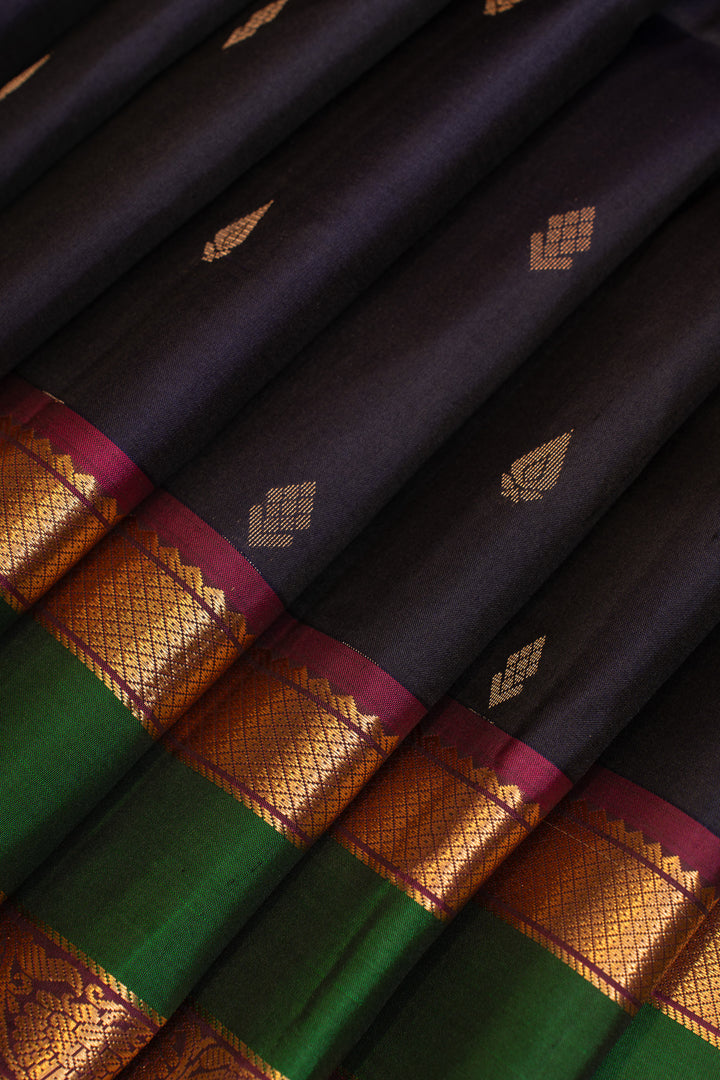 Dark blue traditional pure Kanchipuram  silk saree