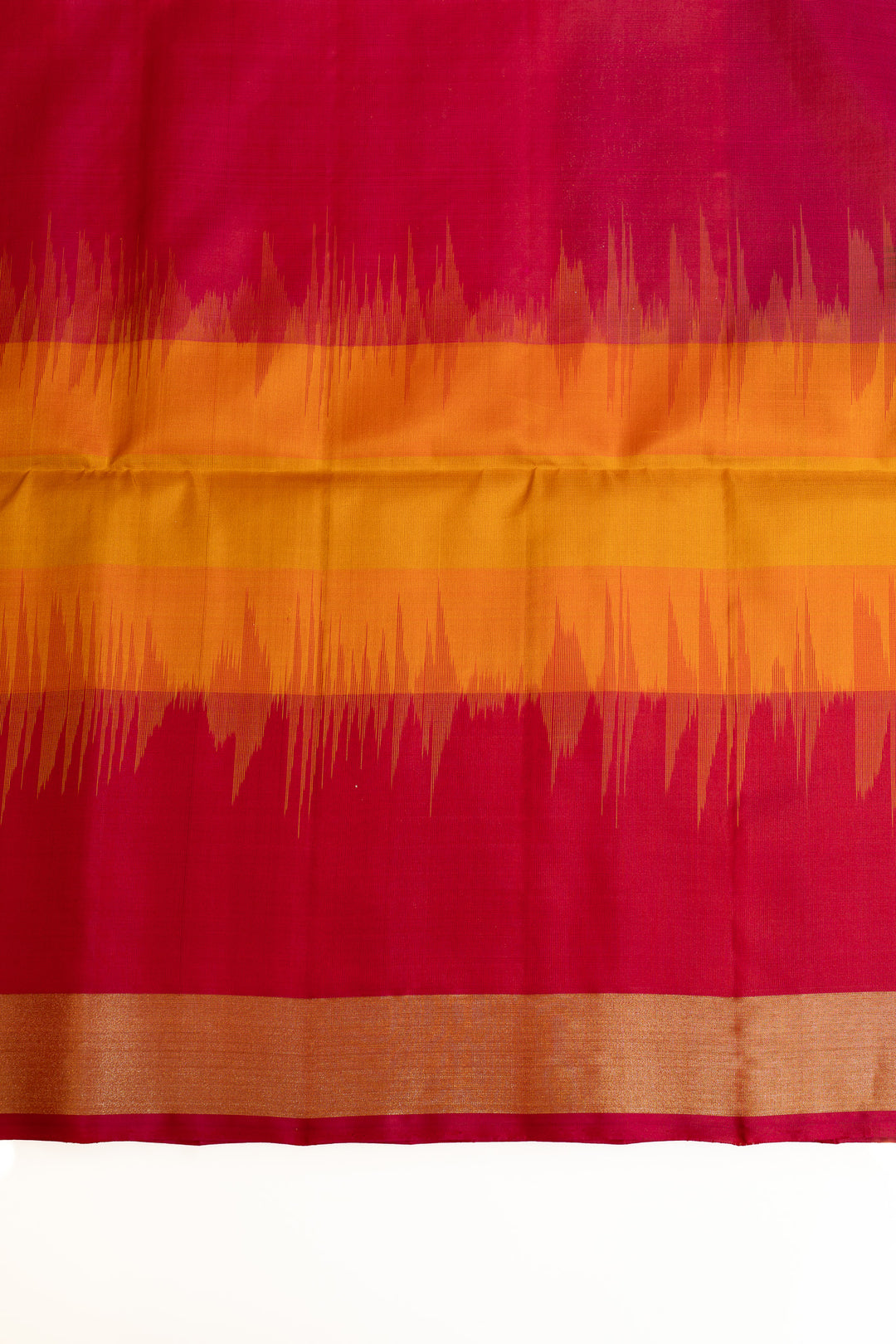 Bottle green mustard and magenta Mupagam pure soft silk saree
