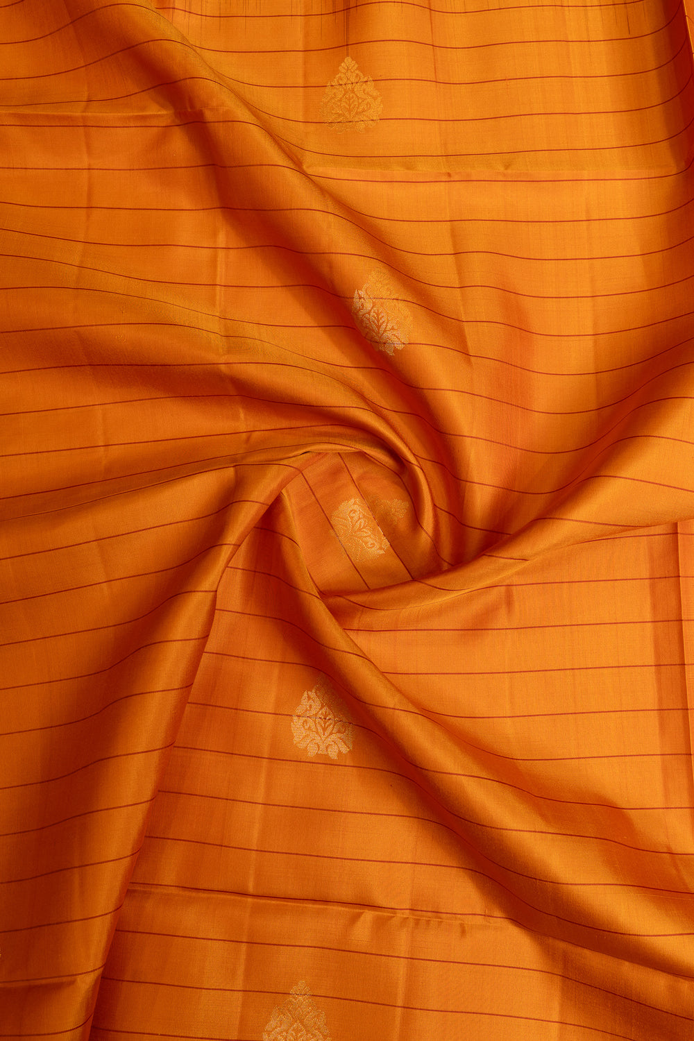 Yellow and red stripes pure soft silk saree