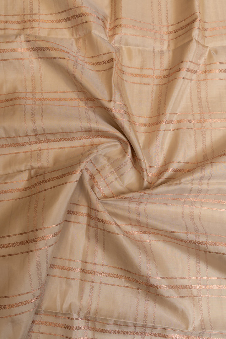 Ivory zari checks pure soft silk saree