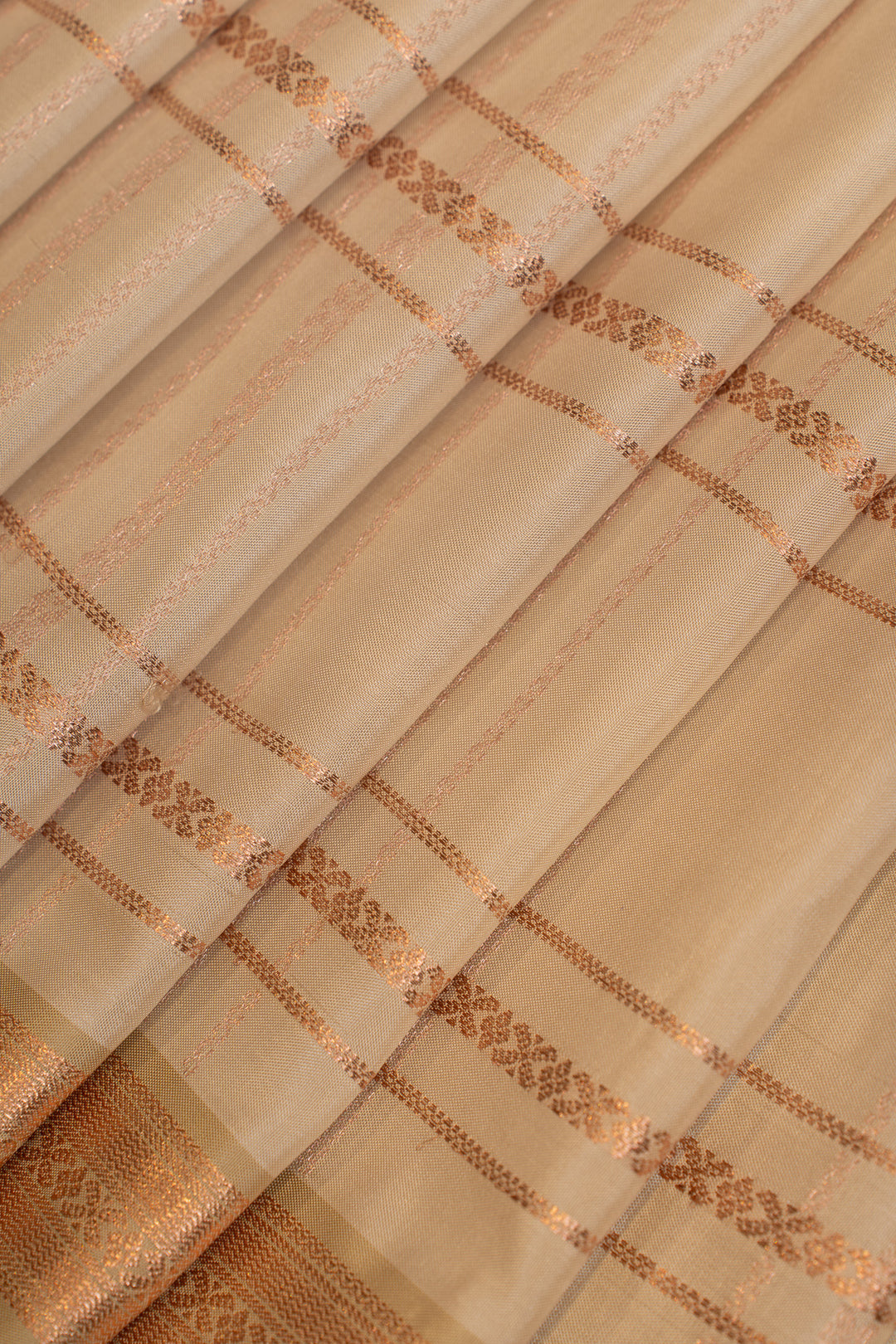 Ivory zari checks pure soft silk saree