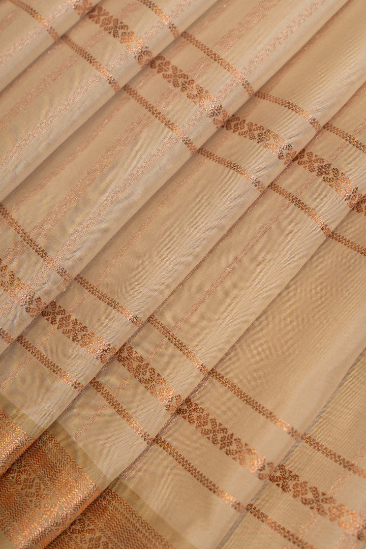 Ivory zari checks pure soft silk saree