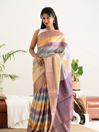 Ombre Shaded Embroidered Pure Tussar Fancy Saree - Clio Silks