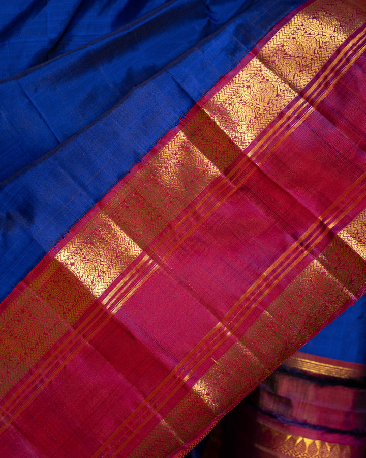 Royal Blue Traditional Pure Kanchipuram Silk Saree - Clio Silks