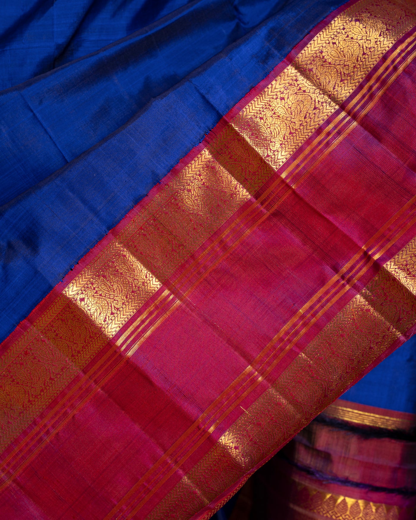 Royal Blue Traditional Pure Kanchipuram Silk Saree - Clio Silks