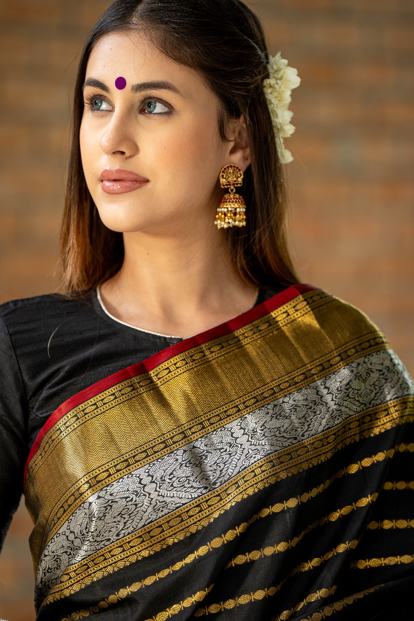 Buy Black Kanchipuram Silk Saree Online | Black Kanjivaram Silk