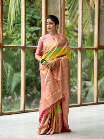 Buy Check Pure Kanchipuram Silk Saree online | Checks kanjivaram Silk