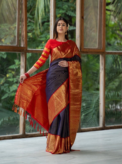 Buy Indian Saree Online | Black Organza Silk Wedding Reception Saree – Gunj  Fashion
