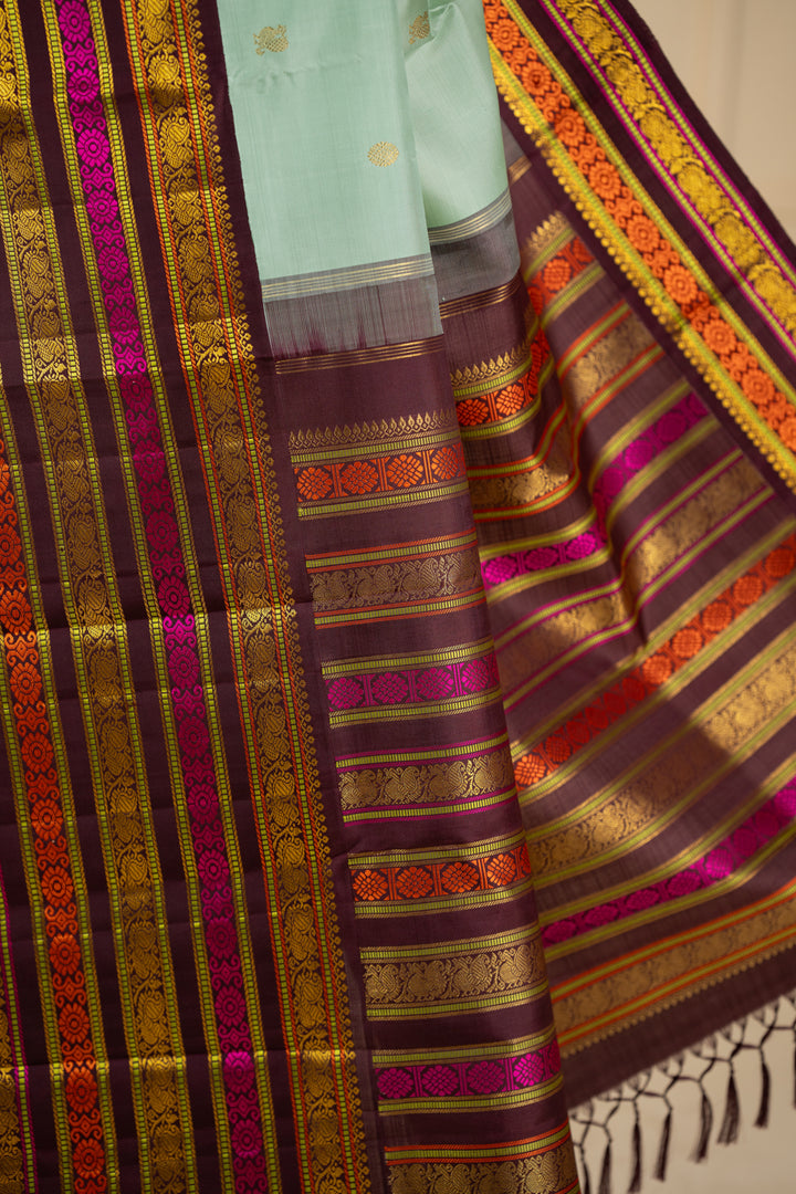 Teal Blue traditional pure kanchipuram silk saree
