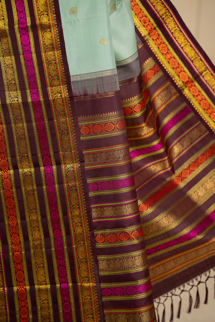Teal Blue traditional pure kanchipuram silk saree