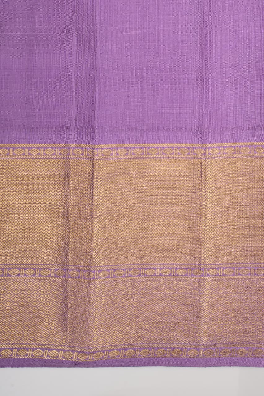 Almond Cream and Lilac Pure Kanchipuram Silk Saree