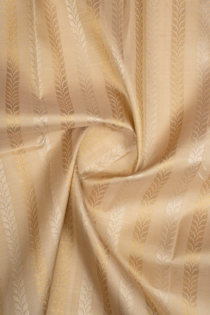 Almond Cream and Lilac Pure Kanchipuram Silk Saree