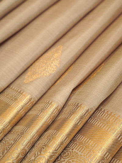 Beige Traditional Pure Kanchipuram Silk Saree