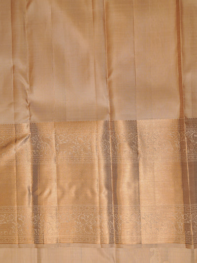 Sand Beige Big Border Pure Kanchipuram Silk Saree