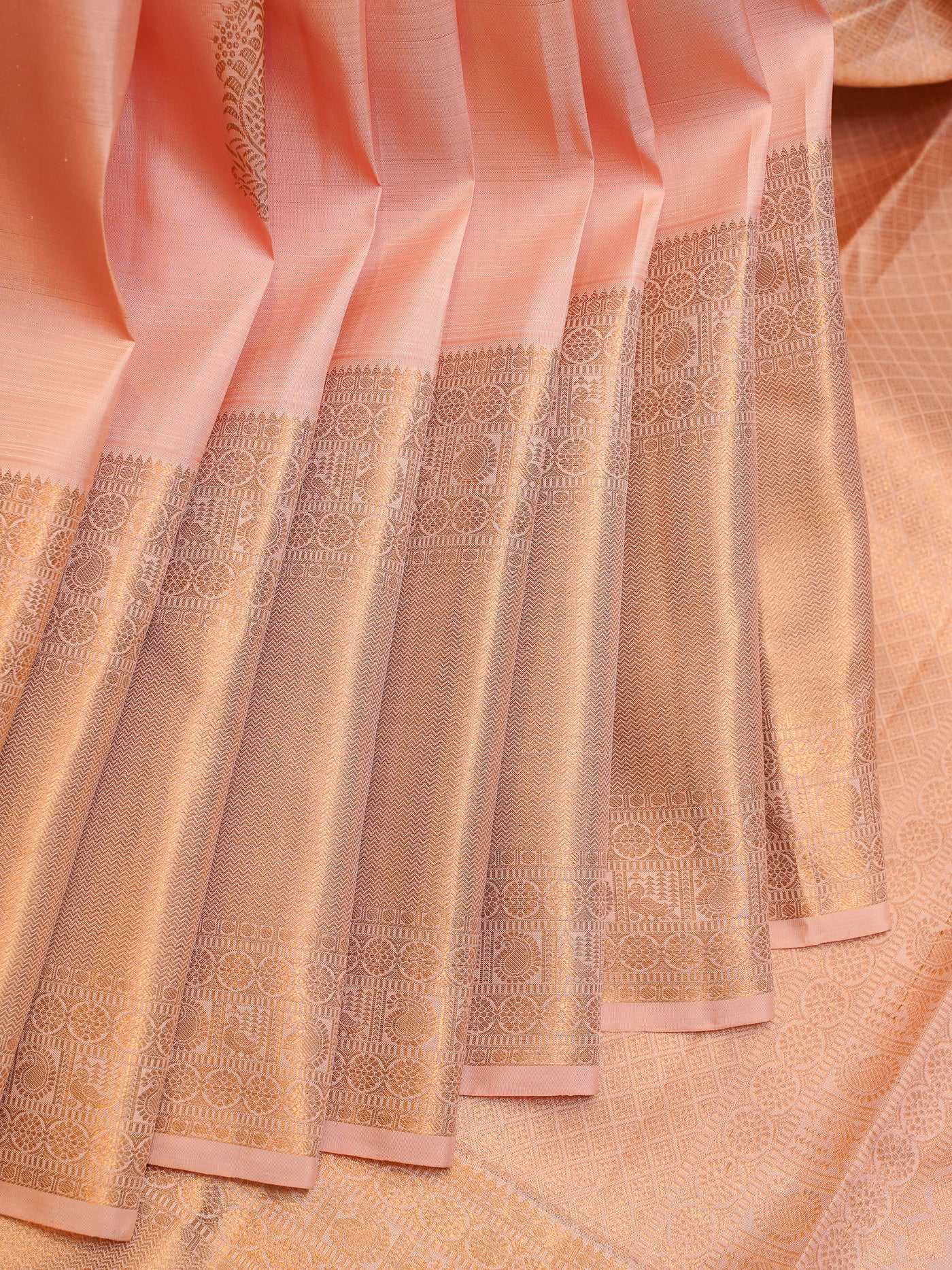 Salmon Pink Pastel Pure Kanchipuram Silk Saree