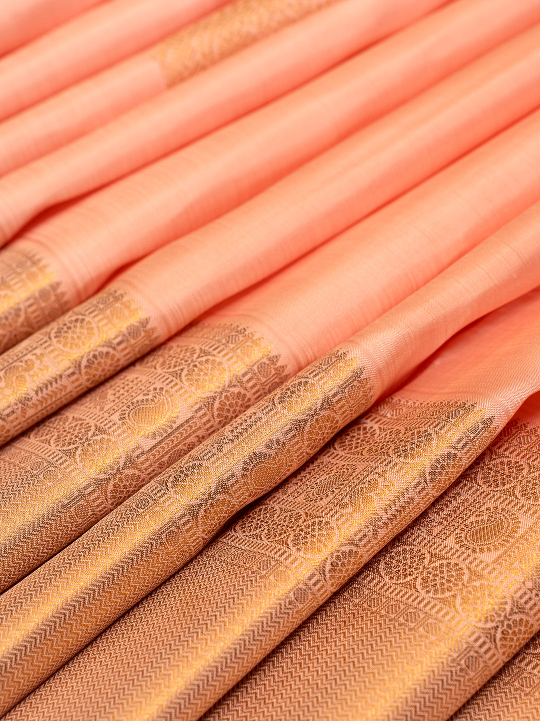 Salmon Pink Pastel Pure Kanchipuram Silk Saree