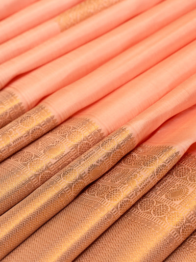 Salmon Pink Pastel Pure Kanchipuram Silk Saree