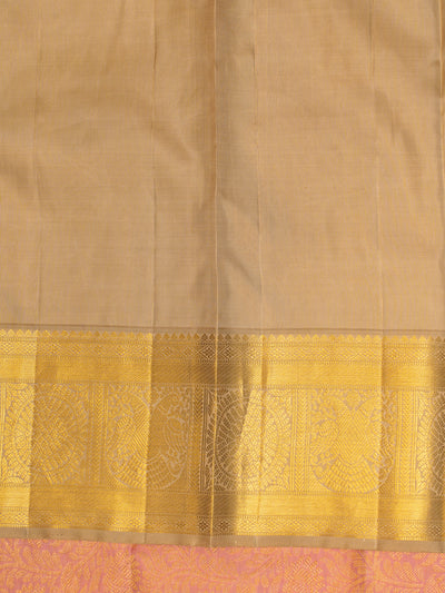 Blush Pink and Oyster Gold Korvai Brocade Pure Kanchipuram Silk Saree