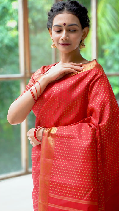 Red Minakari Pure Zari Kanchipuram Silk Saree
