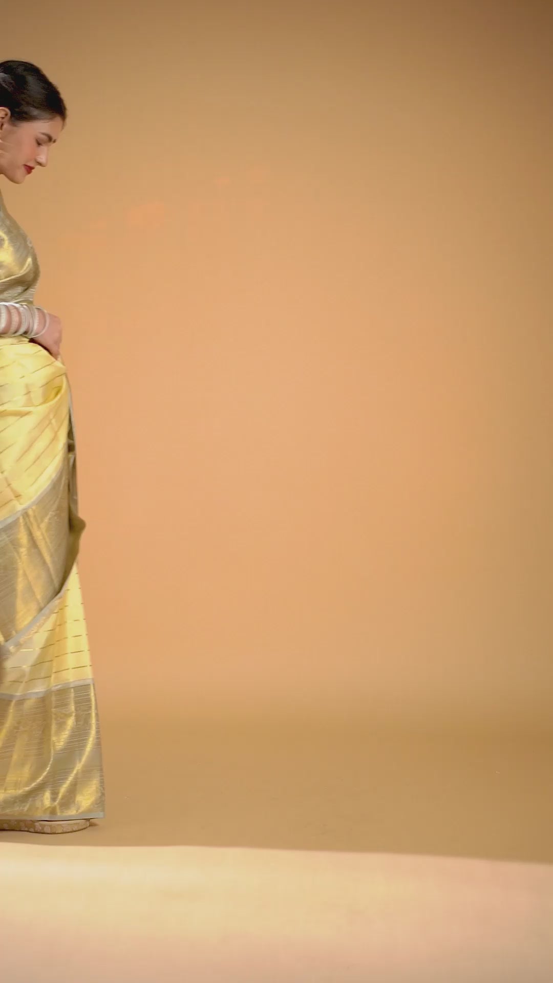Champagne Cream and Grey Big Border Pure Kanchipuram Silk Saree