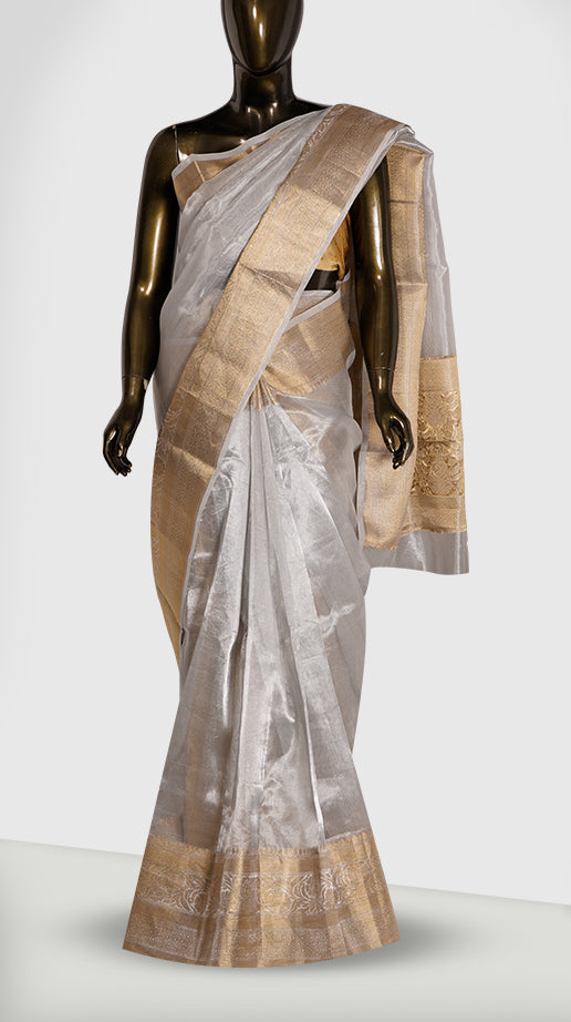 Silver Tissue Banaras Saree - Clio Silks