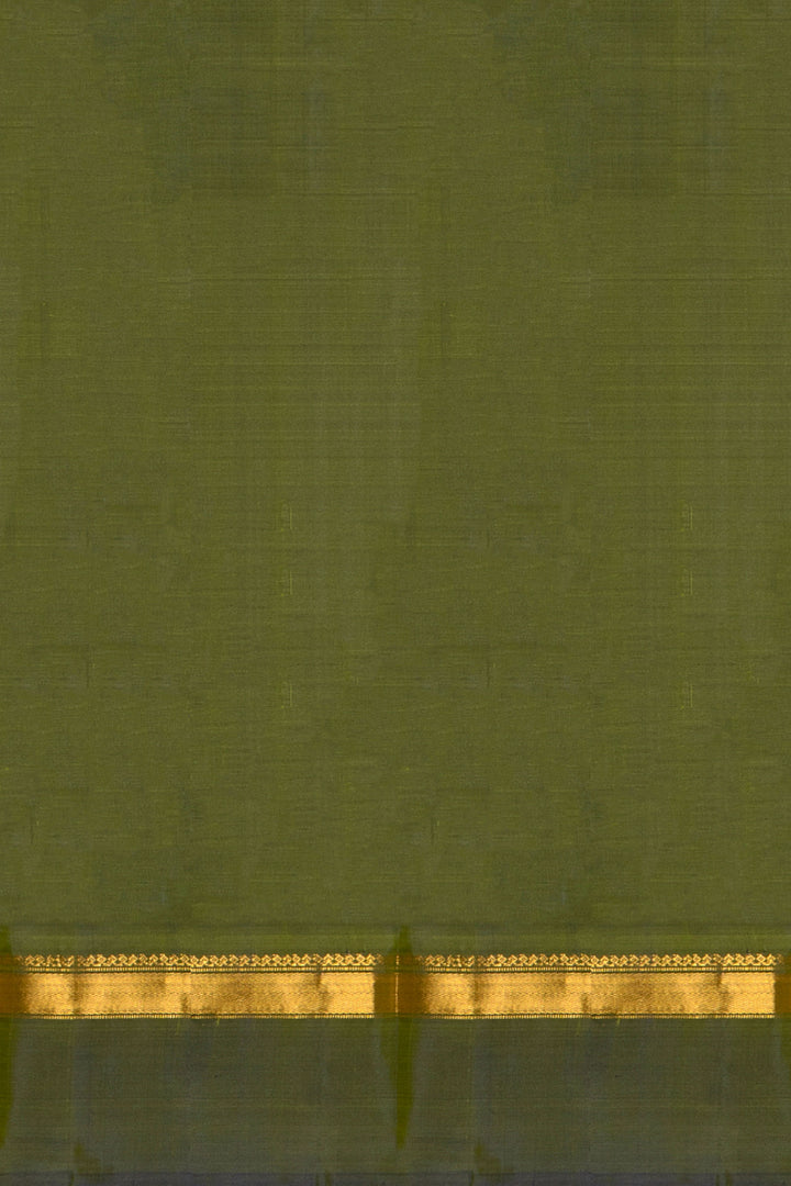 Parrot Green Podikattam and Purple Pure Kanjivaram Silk Saree - Clio Silks
